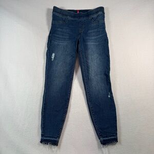 Spanx Jeans Womens Medium Petite Blue Skinny Shaping Mid Rise Dark Wash Stretch